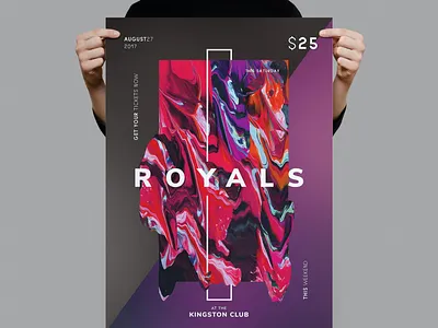 Royals Flyer / Poster Template acrylic catalog clean club design flyer flyer poster flyer template illustration indesign magazine marketing music print printable psychedelic royals template template dj texture