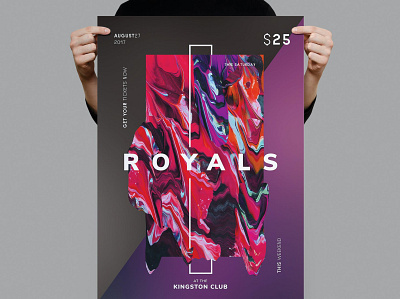 Royals Flyer / Poster Template acrylic catalog clean club design flyer flyer poster flyer template illustration indesign magazine marketing music print printable psychedelic royals template template dj texture