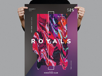 Royals Flyer / Poster Template acrylic catalog clean club design flyer flyer poster flyer template illustration indesign magazine marketing music print printable psychedelic royals template template dj texture