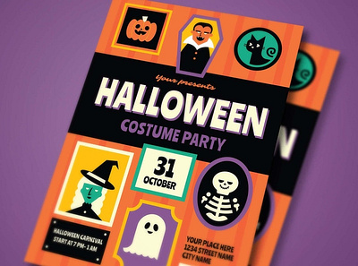 Halloween Costume Party Event Flyer candy event fest festival flyer halloween holiday instagram invitation party poster poster template posters print template print templates pumpkin template templates treat trick