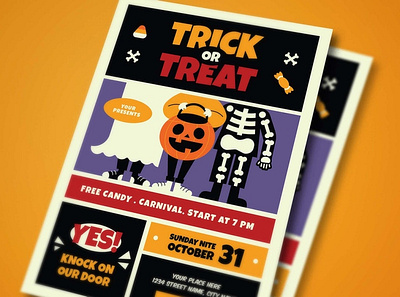 Trick or Treat Event Flyer candy event fest festival flyer halloween holiday instagram invitation party poster poster template print template print templates printing pumpkin template templates treat trick