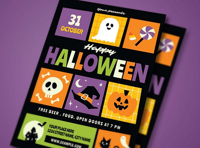 Halloween Party Event Flyer candy event fest festival flyer halloween holiday instagram invitation party poster poster template posters print template print templates printing pumpkin template templates trick