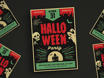 Retro Halloween Party Flyer catalog clean design flyer flyer post flyer poster flyer template halloween halloween flyer horror indesign magazine movie october opster print printable retro scary template