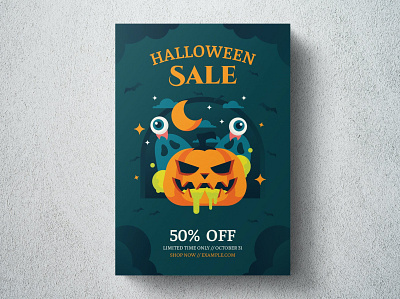 Scary Pumpkin Halloween Flyer Template catalog clean design flyer halloween halloween flyer halloween poster horror horror flyer illustration indesign magazine movie october print printable pumpkin scary template thriller