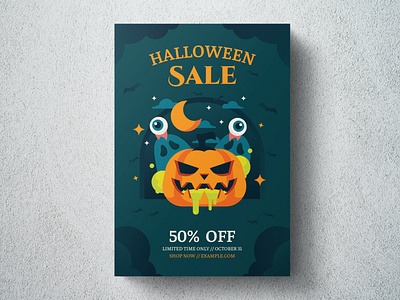 Scary Pumpkin Halloween Flyer Template