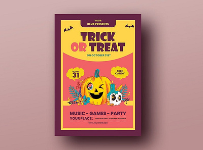 Trick Or Treat Halloween Candy Festival Flyer catalog clean design flyer halloween halloween flyer halloween poster horror illustration indesign magazine movie movier october print printable template thriller treat trick