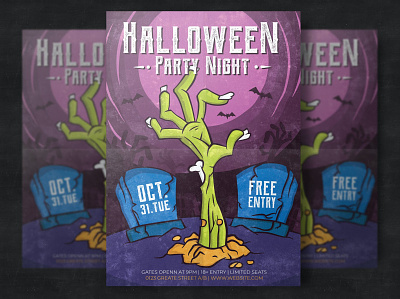 Halloween Party Flyer Template catalog clean design flyer party flyer template graphic design halloween halloween flyer halloween party horror illustration indesign magazine motion graphics night print printable scary template thriller