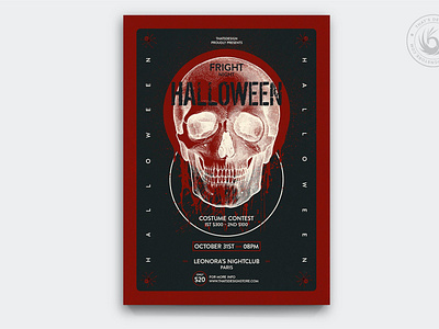 Halloween Flyer Template catalog clean design flyer flyer template fright halloween halloween flyer poster horror illustration indesign magazine movie night october poster template print printable template zombie