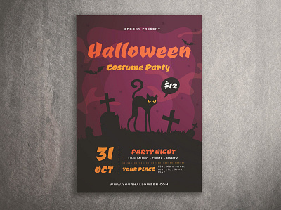 Halloween Costume Party Flyer catalog clean design flyer flyer poster halloween halloween flyer halloween party horror illustration indesign magazine movie october poster print printable pumpkin template thriller