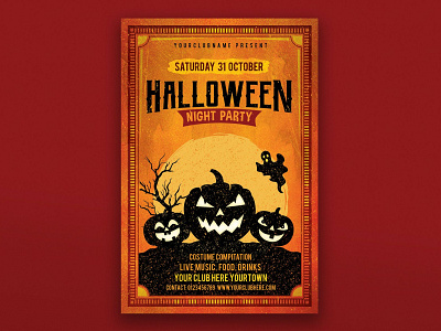 Halloween Party Flyer business catalog clean design graphic design halloween halloween poster horror illustration indesign magazine minimal modern movie poster print printable simple template thriller