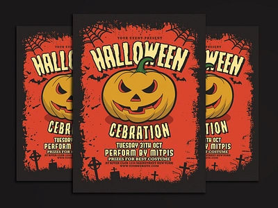 Halloween Party Celebration catalog clean design flyer flyer poster graphic design halloween halloween flyer halloween party illustration indesign magazine movie october party print printable pumpkin template thriller