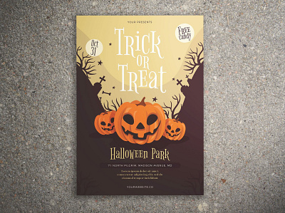 Trick or Treat Halloween Flyer catalog clean design flyer poster flyer template graphic design halloween halloween flyer halloween poster halloween template indesign magazine movie movie october october poster template print printable template thriller