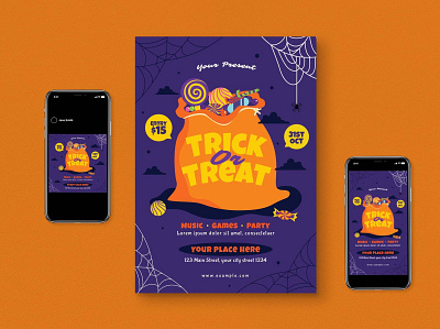 Halloween Flyer Set catalog clean design flyer flyer set ghost graphic design halloween halloween flyer halloween poster horror illustration indesign magazine nightmarre poster print printable scary template