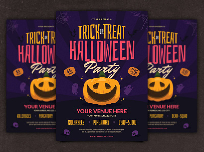 Halloween Party Flyer catalog clean design flyer ghost graphic design halloween halloween flyer halloween poster horror illustration indesign magazine nightmarre poster print printable pumpkin scary template