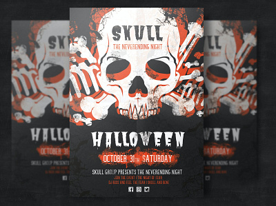 Halloween Party Flyer catalog clean design flyer poster ghost graphic design halloween halloween flyer halloween night halloween party horror illustration indesign magazine movie poster print printable scary template