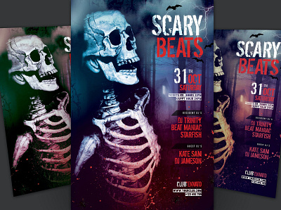 Scary Beats Flyer beats catalog clean design flyer flyer halloween flyer horror ghost halloween poster horror illustration indesign magazine october poster flyer print printable pumpkin scary template