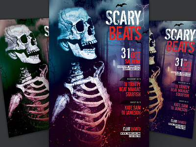 Scary Beats Flyer beats catalog clean design flyer flyer halloween flyer horror ghost halloween poster horror illustration indesign magazine october poster flyer print printable pumpkin scary template