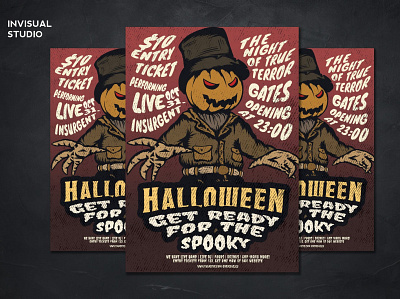 Pumpkin Halloween - Flyer Template catalog clean design flyer ghost graphic design halloween halloween flyer halloween poster illustration indesign magazine motion graphics night print printable pumpkin pumpkin ghost scary template