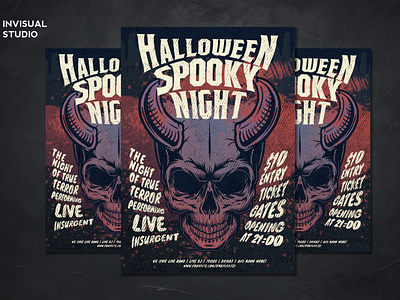 Skull Head Halloween - Flyer Template