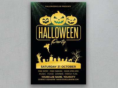 Halloween Party catalog clean design flyer poster ghost halloween halloween flyer horror illustration indesign magazine movie night october poster print printable pumpkin scary template