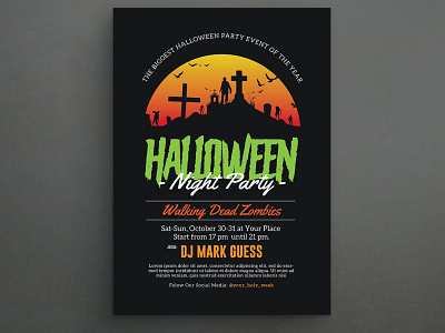 Halloween Party catalog clean design flyer ghost halloween halloween flyer halloween party horror illustration indesign magazine night october poster poster template print printable pumpkin template