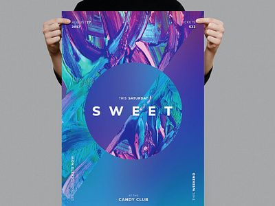 Sweet Flyer / Poster Template catalog clean club design digital editable flyer hipster illustration indesign magazine marble musik neon poster template print printable sweet template texture