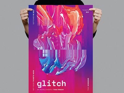 Glitch Flyer / Poster Template advertising catalog clean design event flyer glitch glitch flyer illustration indesign magazine marble music nightclub poster poster template print printable promotion template