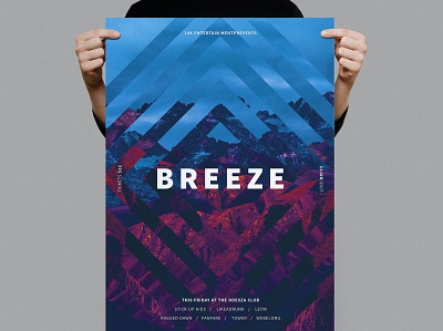 Breeze Poster / Flyer catalog clean clube design dj flyer gradient illustration indesign inspirational magazine mountain music nightclub poster poster flyer print printable techno template