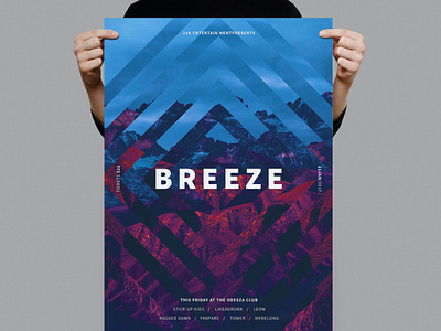 Breeze Poster / Flyer catalog clean clube design dj flyer gradient illustration indesign inspirational magazine mountain music nightclub poster poster flyer print printable techno template