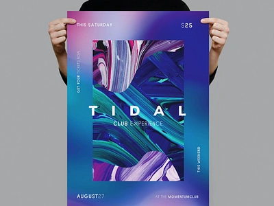 Tidal Flyer / Poster Template clean club design dj flyer flyer poster gradient graphic design illustration magazine minimal modern music night nightclub poster print printable simple template