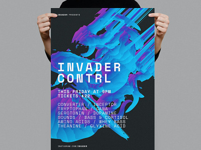 Invader Control Poster / Flyer catalog clean colorful controler design dj flyer flyer template gradient illustration indesign magazine modern music night poster print printable simple template