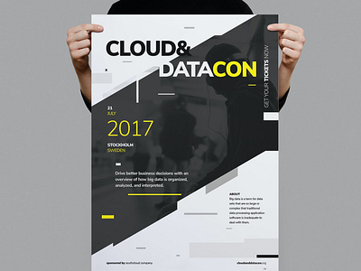 Datacon Conference Poster / Flyer catalog clean cloud conference corporate data datacon datacon poster design flyer flyer conference illustration indesign magazine poster print printable startup template webinar