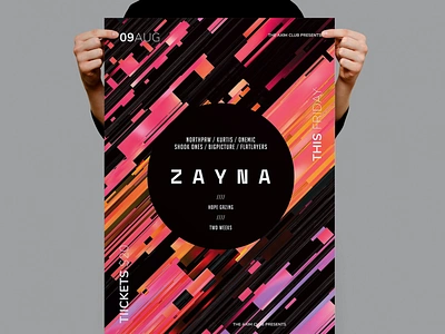 Zayna Flyer / Poster Template artist catalog clean design dj dubstep flyer flyer poster flyer template illustration indesign magazine nightclub party poster poster template print printable professional template template