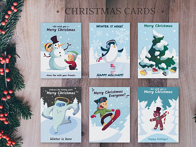 Hand Drawn Christmas Cards Collection card santa cards collection catalog celebration christmas christmas cards clean design graphic design hand drawn illustration indesign magazine merry newyear print printable santa template xmas