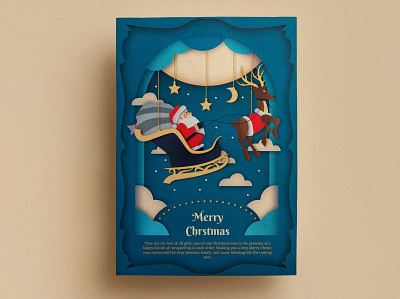 Paper Art Christmas Flyer Template catalog christmas christmas card clean design flyer flyer template illustration indesign magazine merry new year new year card paper paper art print printable template xmas xmas card