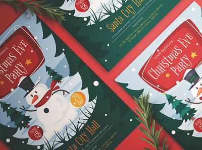 Christmas Eve Party Flyer catalog christmas eve christmas eve party christmas flyer clean design flyer holiday illustration indesign magazine new year party party flyer print printable snowman template winter xmas