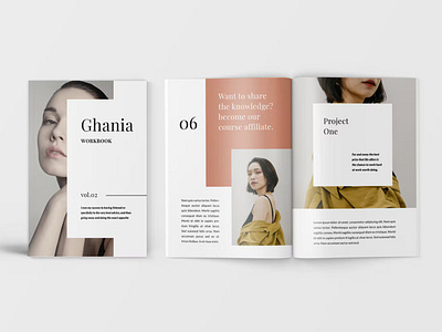 Ghania - Workbook Planner brochure brochure template catalogue clean company profile design identity indesign layered lookbook lookbook catalogue magazine minimalist multipurpose print printable profile template template workbook workbook planner