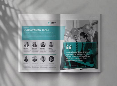 Company Profile Template annual catalog clean company company profile design graphic design identity illustration indesign magazine modern print printable profile template proposal report teal template tosca