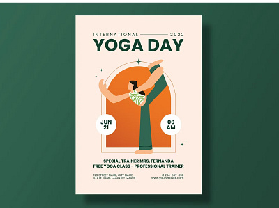 FREE International Yoga Day Flyer Template aesthetic branding catalog clean day flyer design flyer template graphic design illustration indesign international international yoga magazine minimalist motion graphics print printable template yoga yoga day