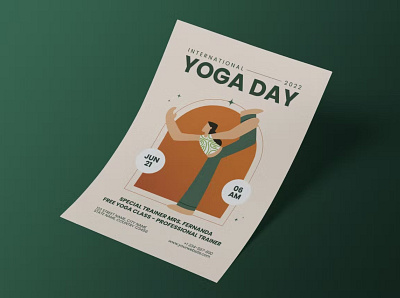FREE International Yoga Day Flyer Template branding catalog clean day flyer design flyer template graphic design illustration indesign international international yoga magazine minimalist motion graphics print printable template ui yoga yoga day