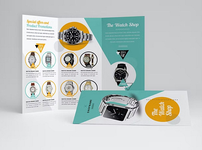 Watch Store Trifold Brochure 2023 annual annual report brochure 2023 business business brochure business trifold clean flat fold ide indesign information multipurpose product report simple trifold trifold brochure trifold mockup