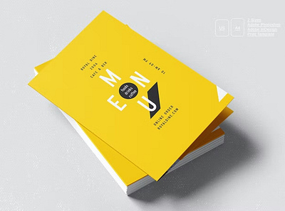 Bifold Food Menu annual annual report bifold food brochure brochure 2023 business business brochure business trifold clean flat fold food menu ide indesign information multipurpose product report simple tri fold