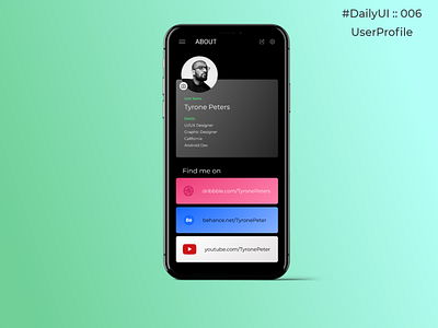 DailyUI :: 006 UserProfile daily 100 challenge daily ui dailyui dailyuichallenge design minimal ui userprofile