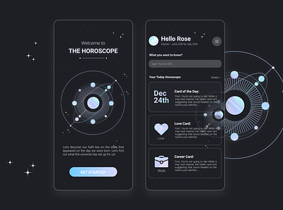 Horoscope | Mobile App challenge darkmode design hologram horoscope mobile ui