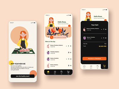 Food App | Mobile challenge drinks food app foodie illustraion smoothie ui design