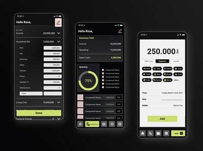Budgeting App | Mobile app budgeting dark mode finance finance app green mobile money app ui challenge ui design