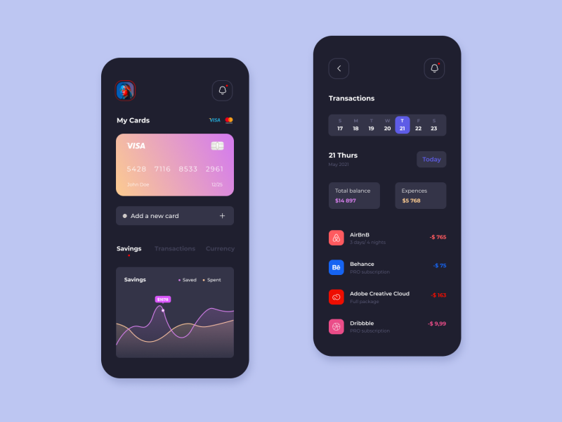 Finance App by Nadia. on Dribbble