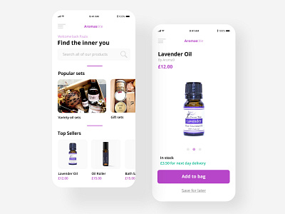 Aromatherapy Shopping App app design ui ui design user experience ux ux design web design website website design