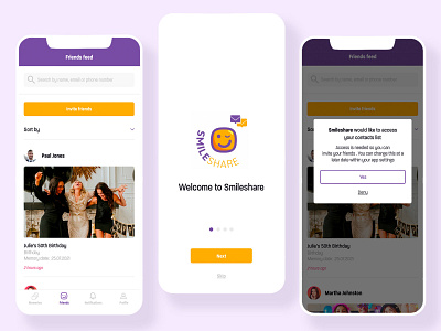 Social sharing app app ui ui design ux ux design