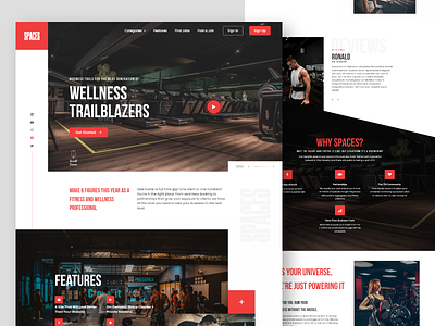 Spaces Fitness Website shot adobe xd app design design fitness fitness app fitness center fitness club gym landing page title ui uiux user experience user interface ux web design